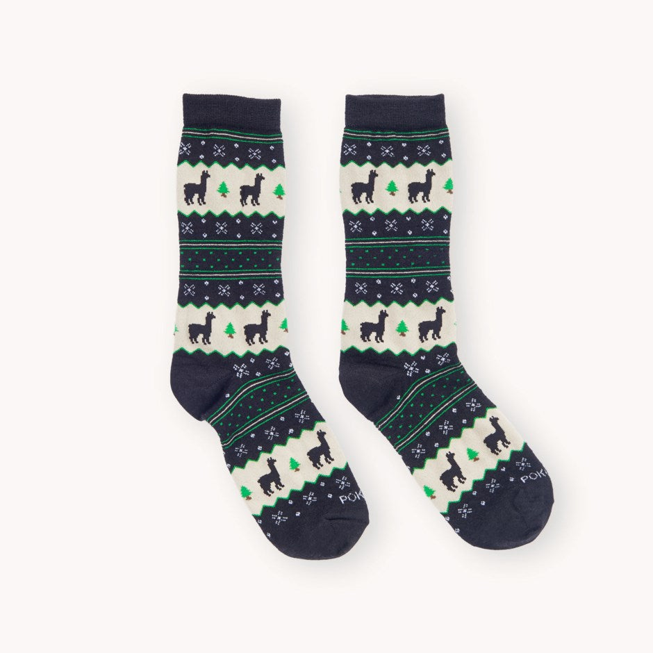 Black Holiday Stripe Alpaca Socks S-M & L-XL