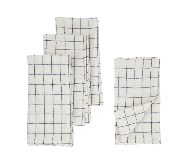 Linen Check Napkins (Set of 4) - Blue
