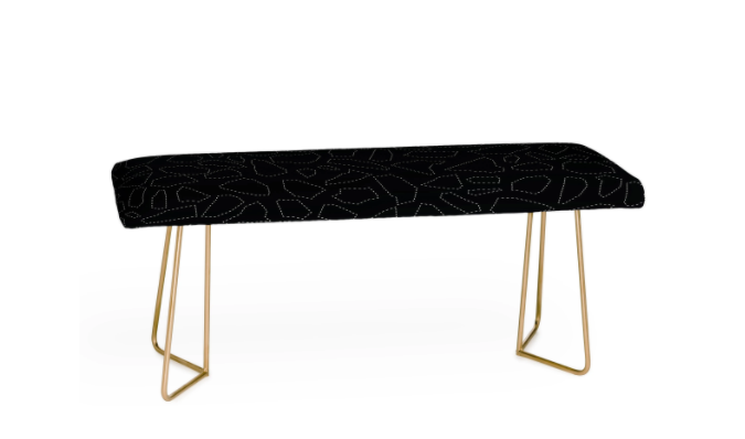 Dash Black and White Bench with Gold Legs