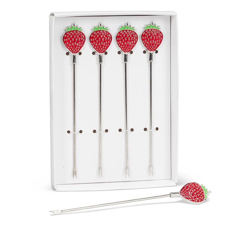 *S/4 Strawberry Cocktail Picks-4.5"H