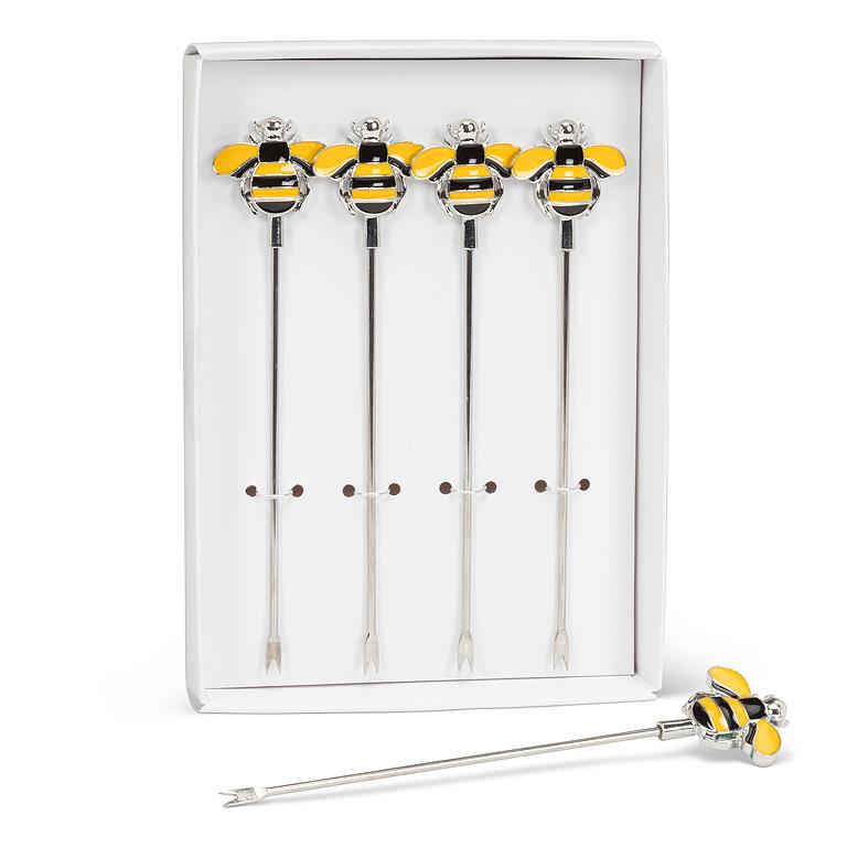 *S/4 Bees Cocktail Picks-4.5"H