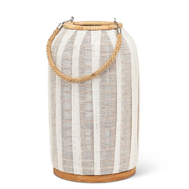 Md Tall Lantern w/Jute Handle-Ivory-16"H