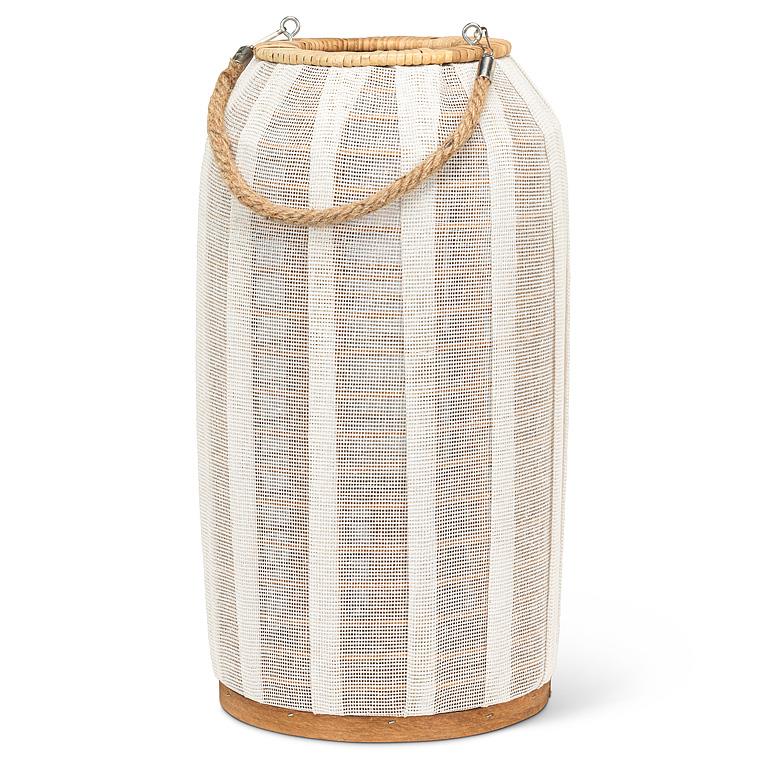 Lg Tall Lantern w/Jute Handle-Ivory-18"H