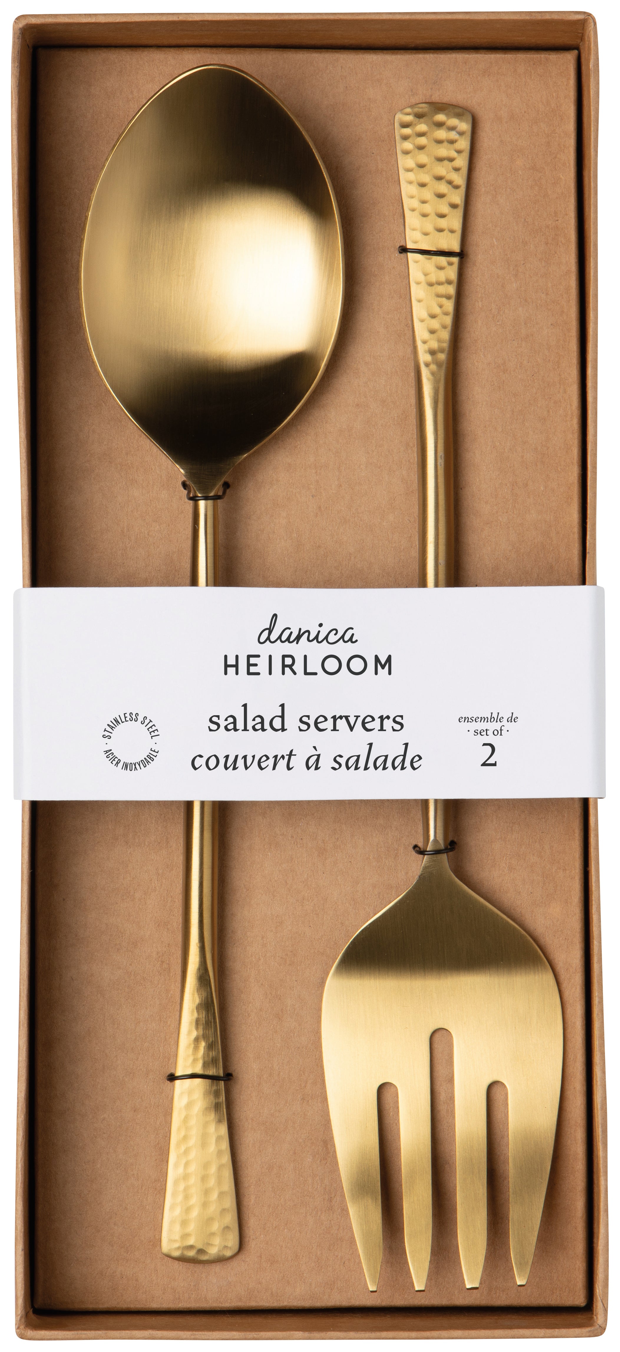 Stainless Steel Salad Server Set - Gold