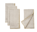 Gold Blanket Stitch Napkins ( Set of 4) - Linen Grey
