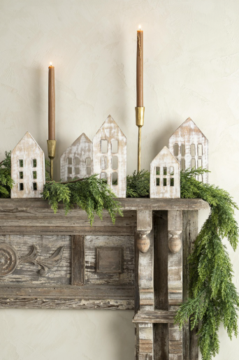 Wooden Winter House ( Set of 5) - Whitewash