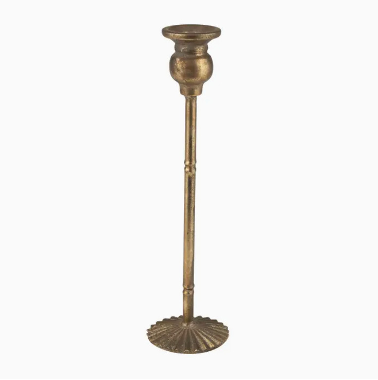 Metal Table Holder, Flute Base, Ant-Gold, 12 in