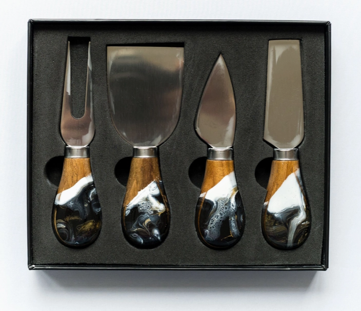 Resin Coated Cheese Knife Set - Onyx