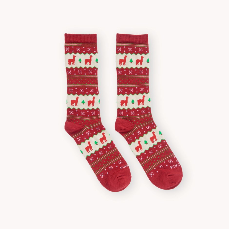 Christmas Socks- Red Alpaca