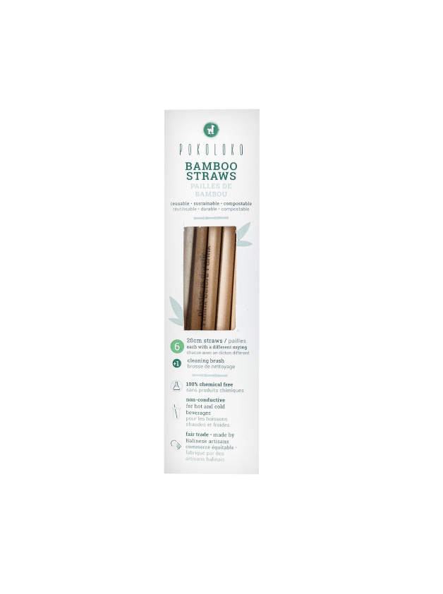 Bamboo Straws - 6 Pack