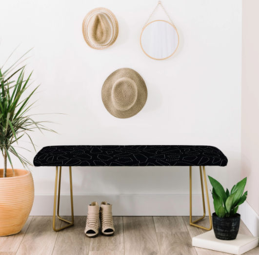 Dash Black and White Bench with Gold Legs