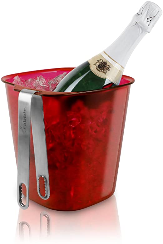 Ice Bucket With Tongs Red